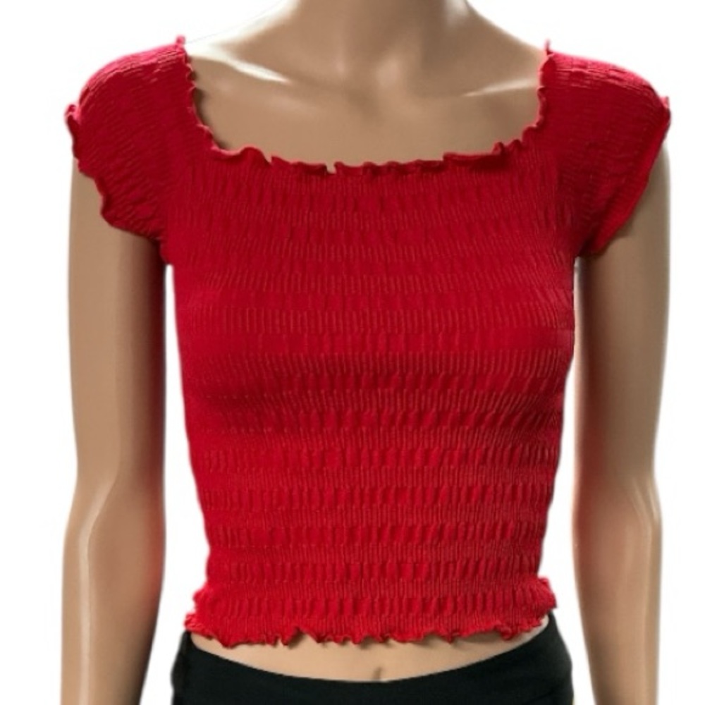 Dynamic Seamless Apparel - NWOT - Chic Red Smocked Blouse